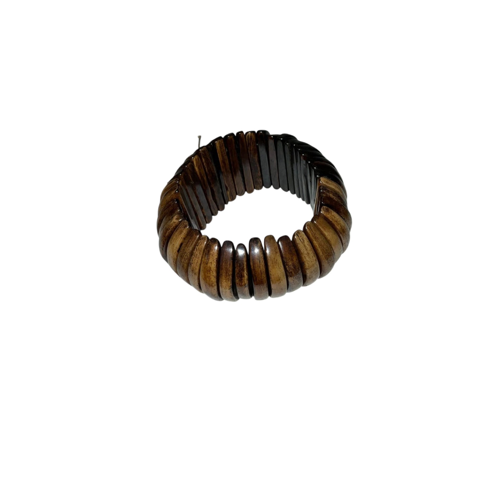 Iris Apfel & Bajalia Wooden Segmented Stretch Bracelet Boho Tribal Statement